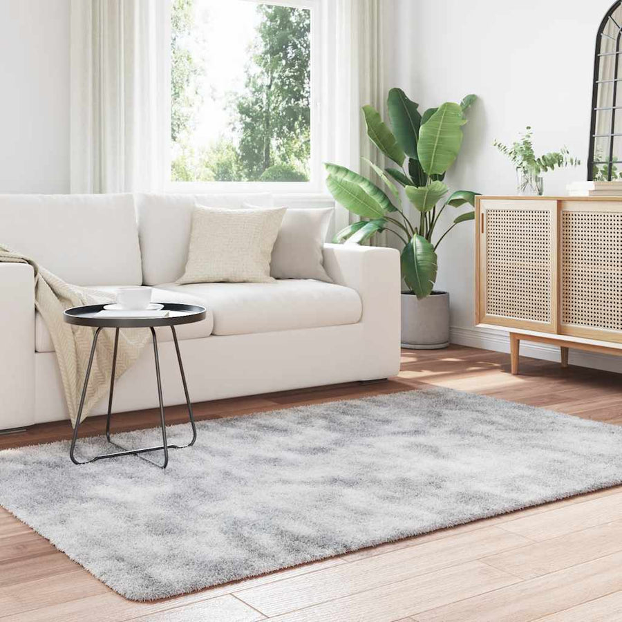 Hoogpolig vloerkleed NAVARRA 130x200 cm polyester zilvergrijs