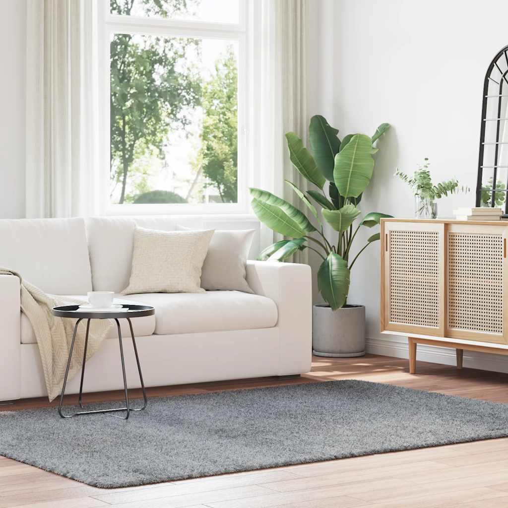 Hoogpolig vloerkleed NAVARRA 160x230 cm polyester zilvergrijs