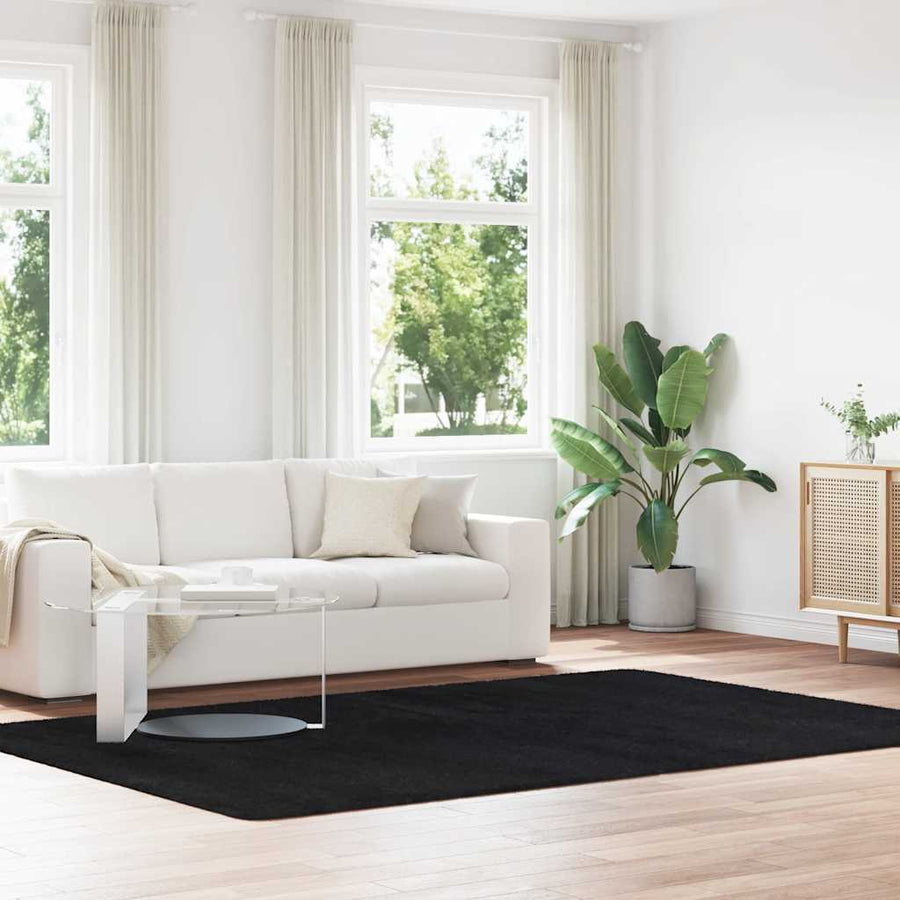 Hoogpolig vloerkleed NAVARRA 200x290 cm polyester zwart