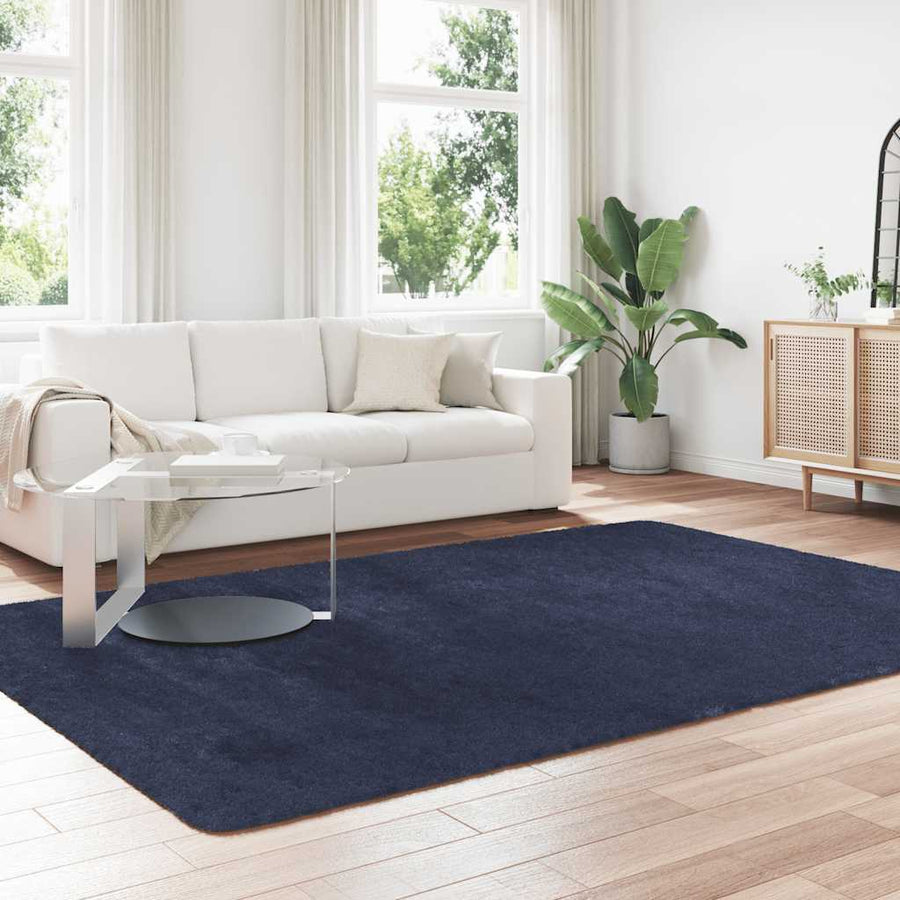 Hoogpolig vloerkleed NAVARRA 200x290 cm polyester marineblauw