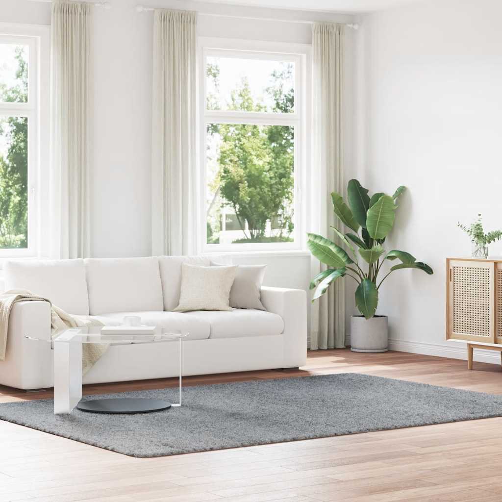Hoogpolig vloerkleed NAVARRA 200x290 cm polyester zilvergrijs