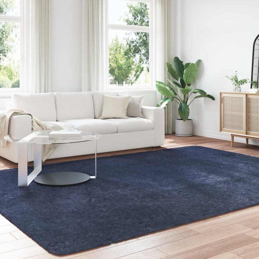 Hoogpolig vloerkleed NAVARRA 240x340 cm polyester marineblauw