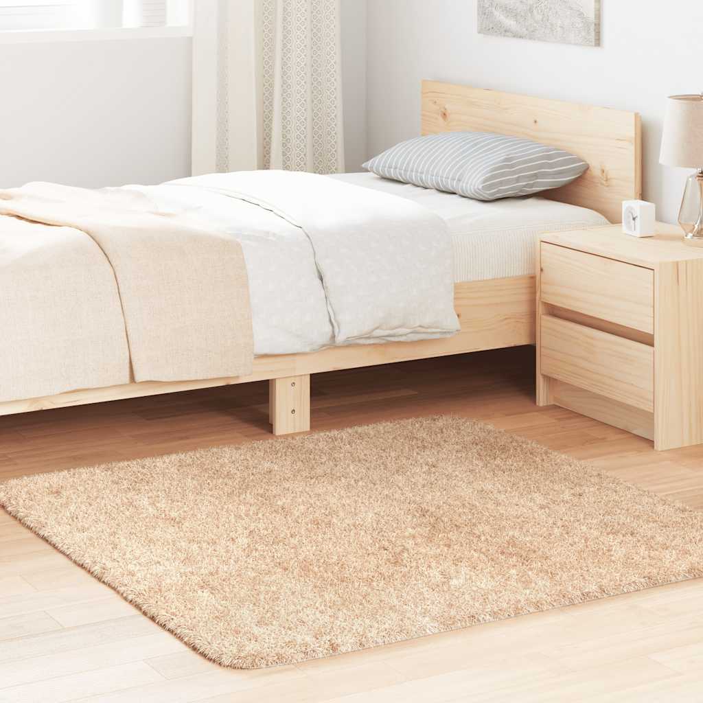 Hoogpolig vloerkleed NAVARRA 120x120 cm polyester beige