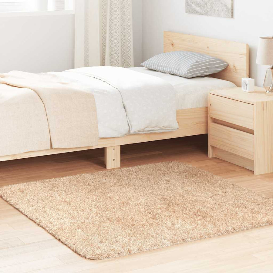 Hoogpolig vloerkleed NAVARRA 120x120 cm polyester beige