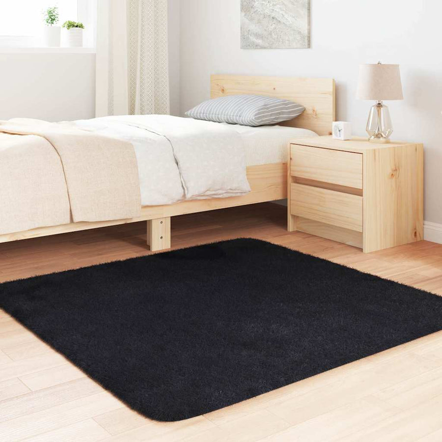 Hoogpolig vloerkleed NAVARRA 120x120 cm polyester zwart