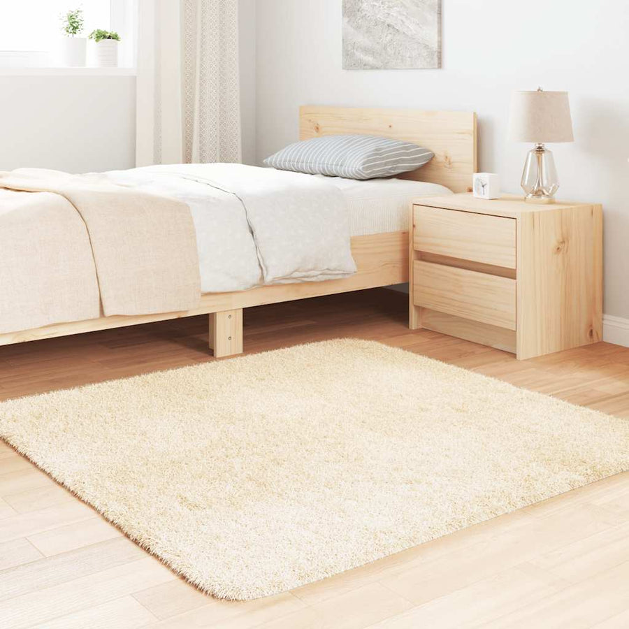 Hoogpolig vloerkleed NAVARRA 120x120 cm polyester crèmekleurig