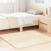 Vloerkleed 120x120 cm hoogpolig polyester crèmekleurig