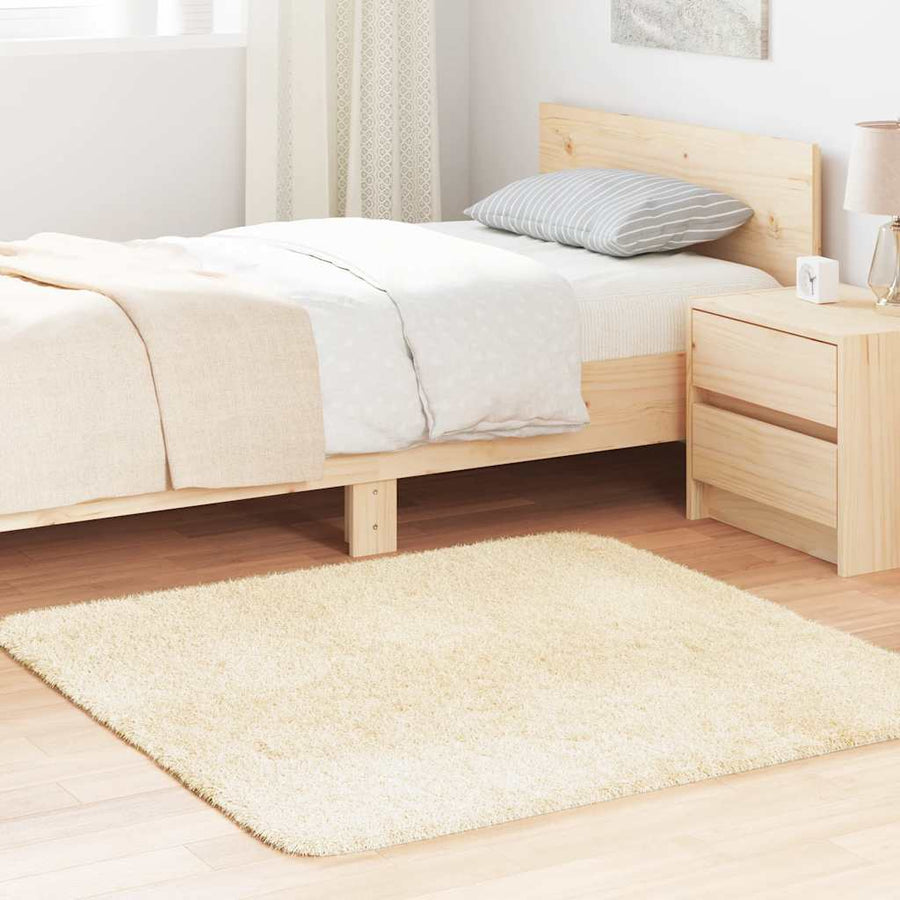 Hoogpolig vloerkleed NAVARRA 120x120 cm polyester crèmekleurig