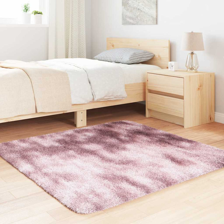 Hoogpolig vloerkleed NAVARRA 120x120 cm polyester stoffig roze