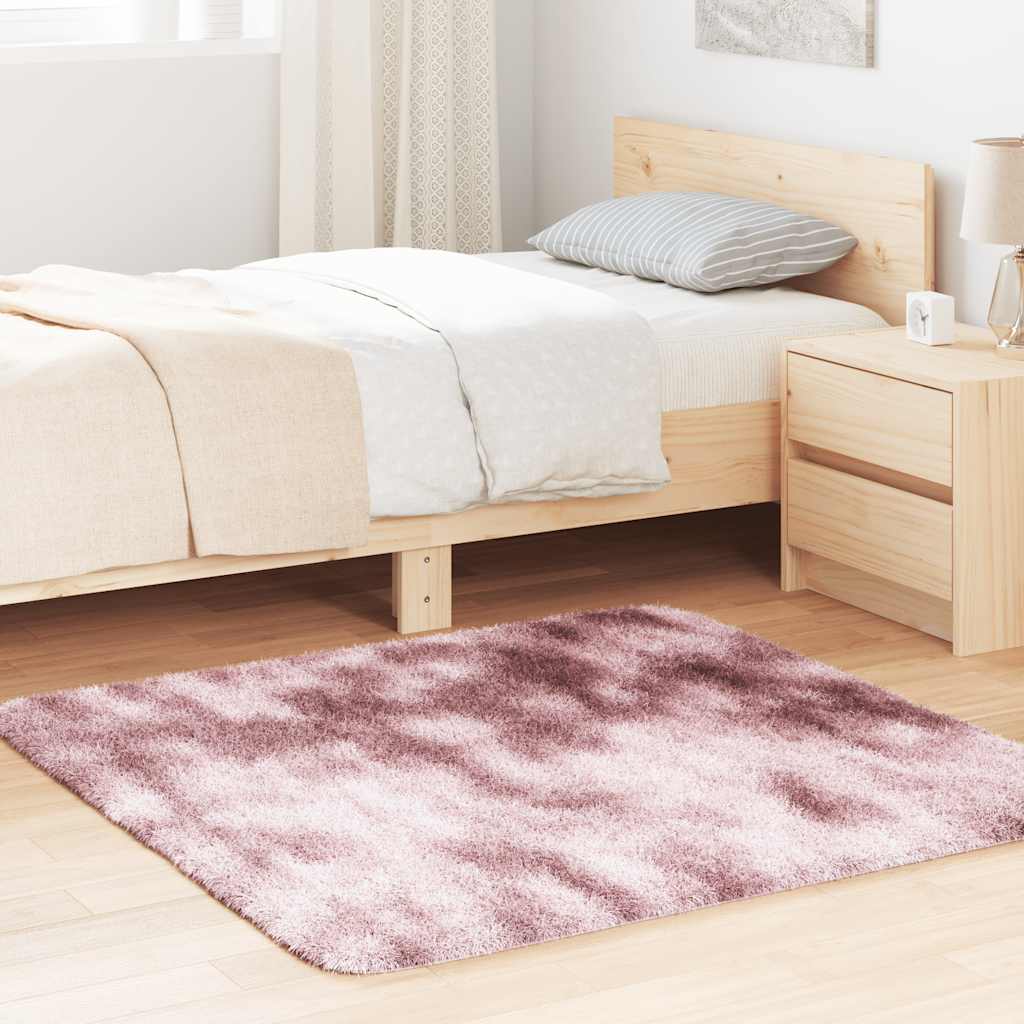 Hoogpolig vloerkleed NAVARRA 120x120 cm polyester stoffig roze
