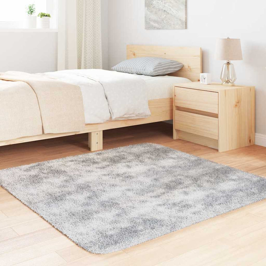 Hoogpolig vloerkleed NAVARRA 120x120 cm polyester lichtgrijs