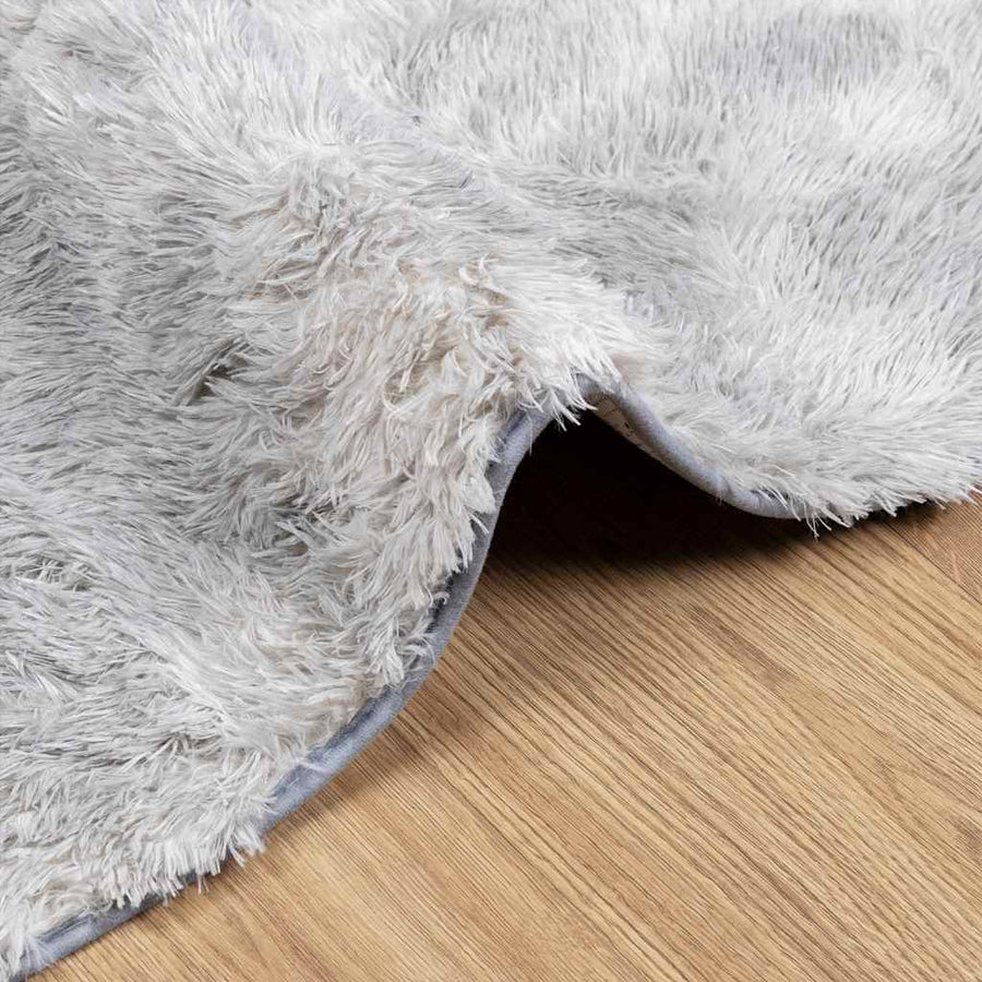 Hoogpolig vloerkleed NAVARRA 120x120 cm polyester lichtgrijs