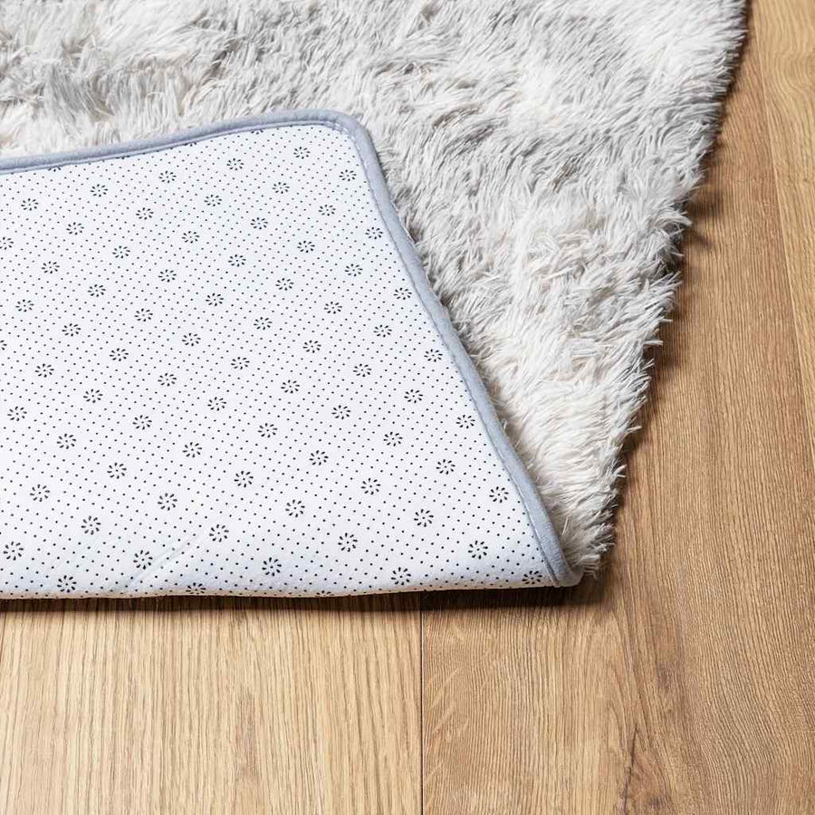 Hoogpolig vloerkleed NAVARRA 120x120 cm polyester lichtgrijs