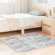 Vloerkleed 120x120 cm hoogpolig polyester lichtgrijs