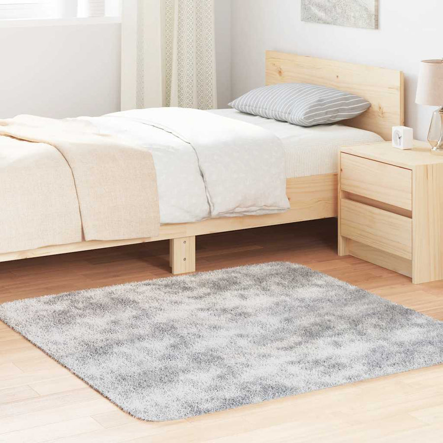 Hoogpolig vloerkleed NAVARRA 120x120 cm polyester lichtgrijs