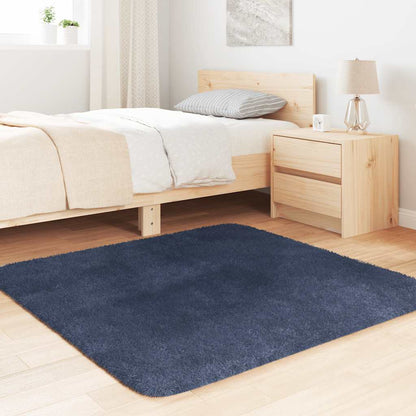 Hoogpolig vloerkleed NAVARRA 120x120 cm polyester marineblauw