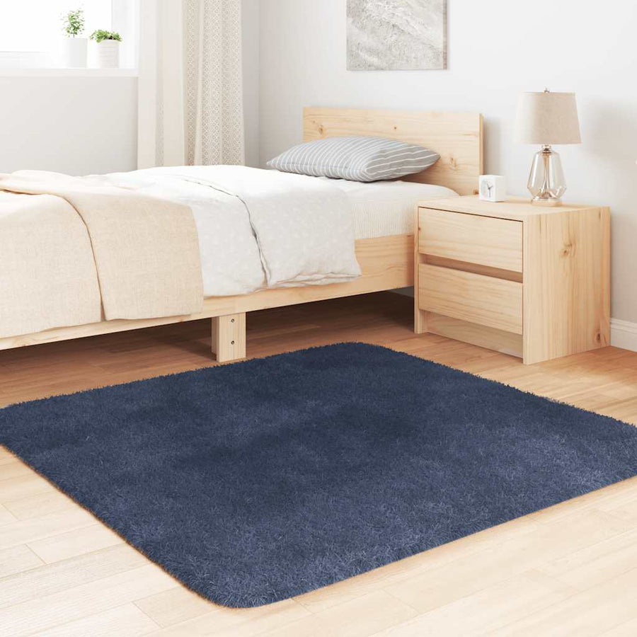 Hoogpolig vloerkleed NAVARRA 120x120 cm polyester marineblauw