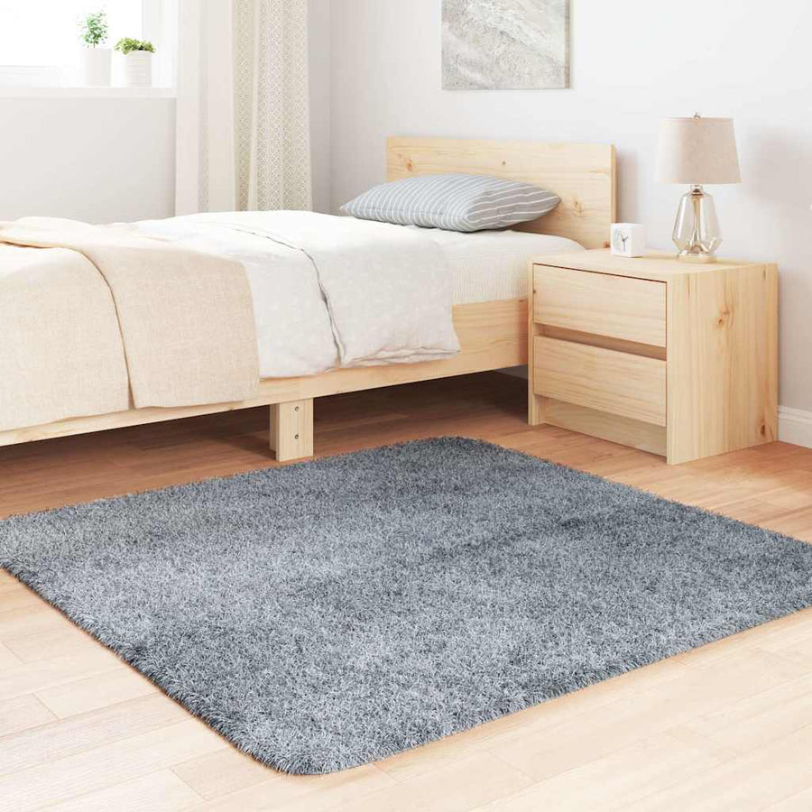Hoogpolig vloerkleed NAVARRA 120x120 cm polyester zilvergrijs