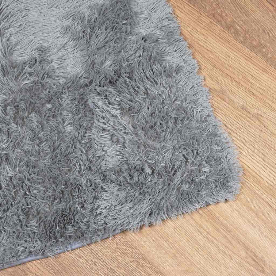 Hoogpolig vloerkleed NAVARRA 120x120 cm polyester zilvergrijs