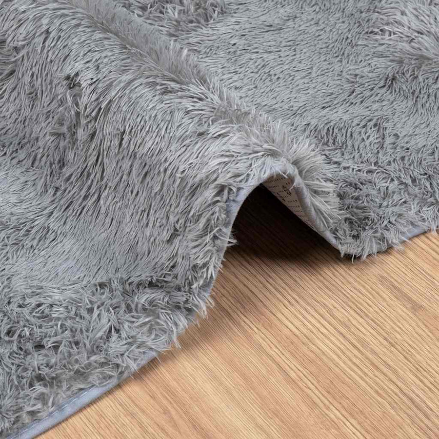 Hoogpolig vloerkleed NAVARRA 120x120 cm polyester zilvergrijs