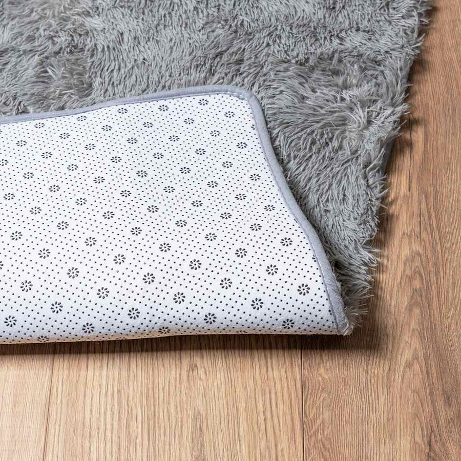 Hoogpolig vloerkleed NAVARRA 120x120 cm polyester zilvergrijs