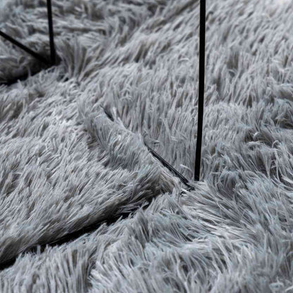Hoogpolig vloerkleed NAVARRA 120x120 cm polyester zilvergrijs