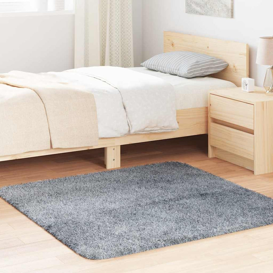 Hoogpolig vloerkleed NAVARRA 120x120 cm polyester zilvergrijs