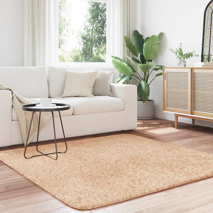 Hoogpolig vloerkleed NAVARRA 160x160 cm polyester beige