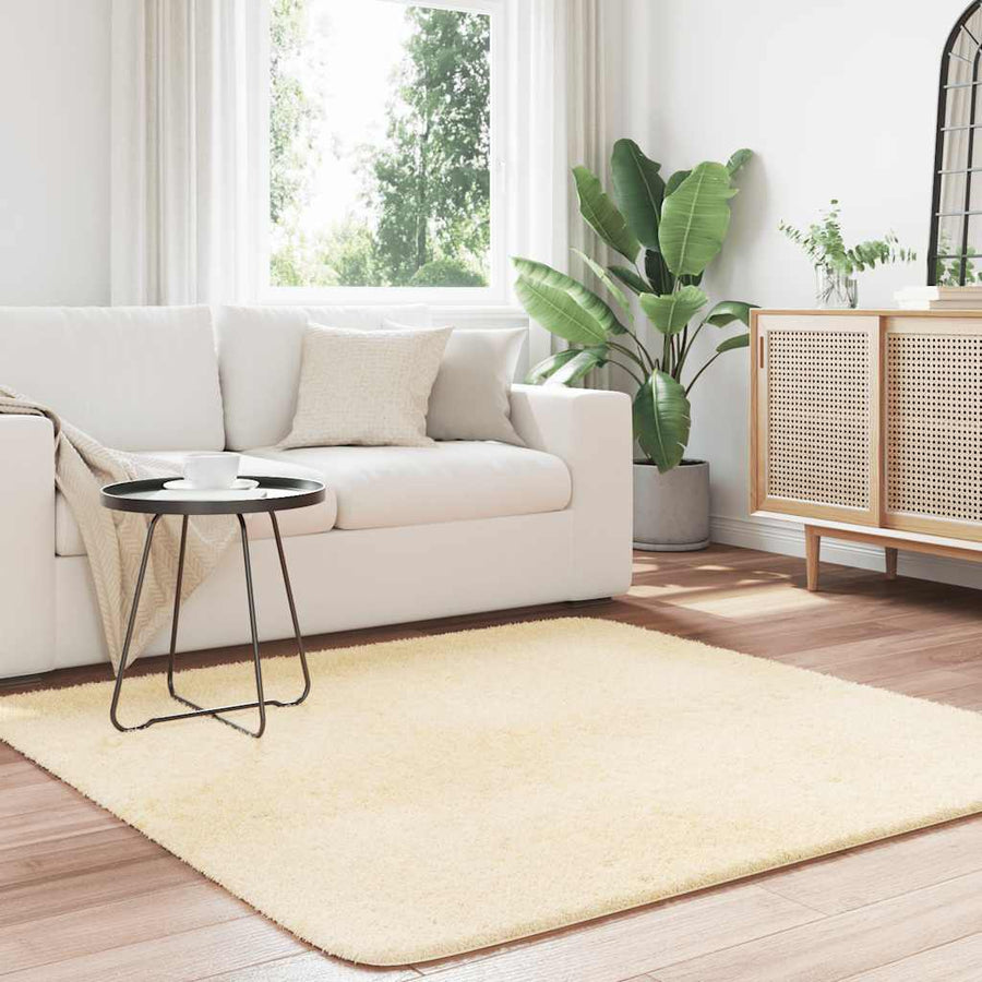 Hoogpolig vloerkleed NAVARRA 160x160 cm polyester crèmekleurig