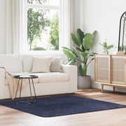 Hoogpolig vloerkleed 160x160 cm marineblauw polyester