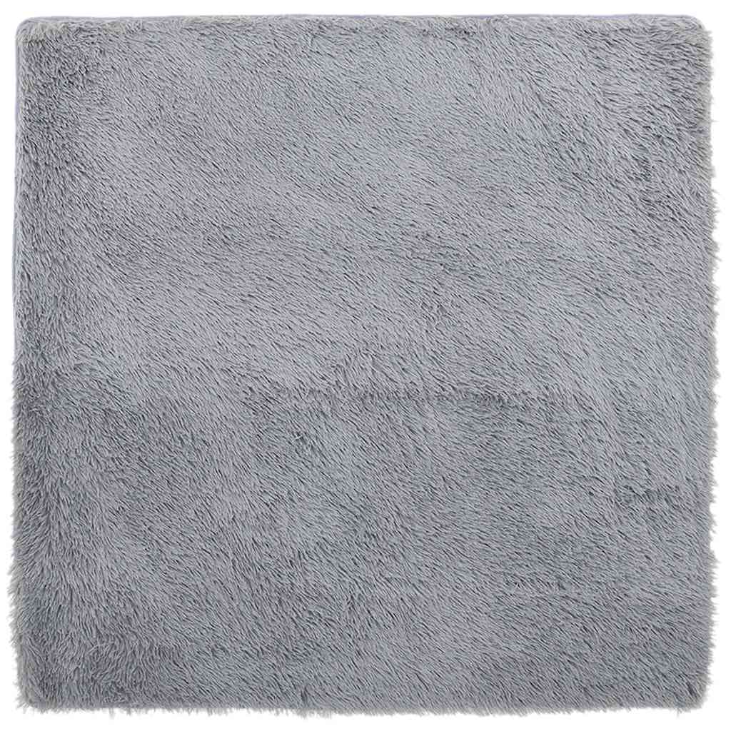 Hoogpolig vloerkleed NAVARRA 160x160 cm polyester zilvergrijs