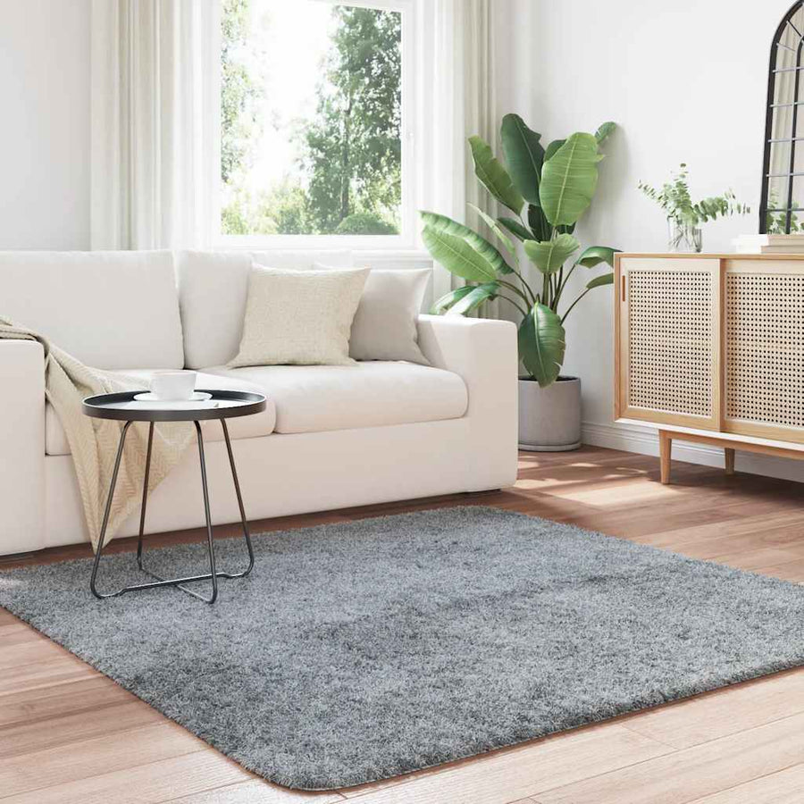 Hoogpolig vloerkleed NAVARRA 160x160 cm polyester zilvergrijs