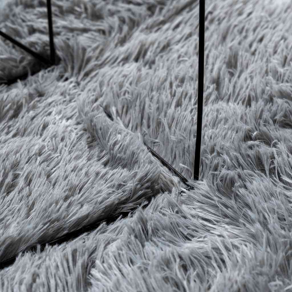 Hoogpolig vloerkleed NAVARRA 160x160 cm polyester zilvergrijs