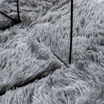 Hoogpolig vloerkleed NAVARRA 160x160 cm polyester zilvergrijs
