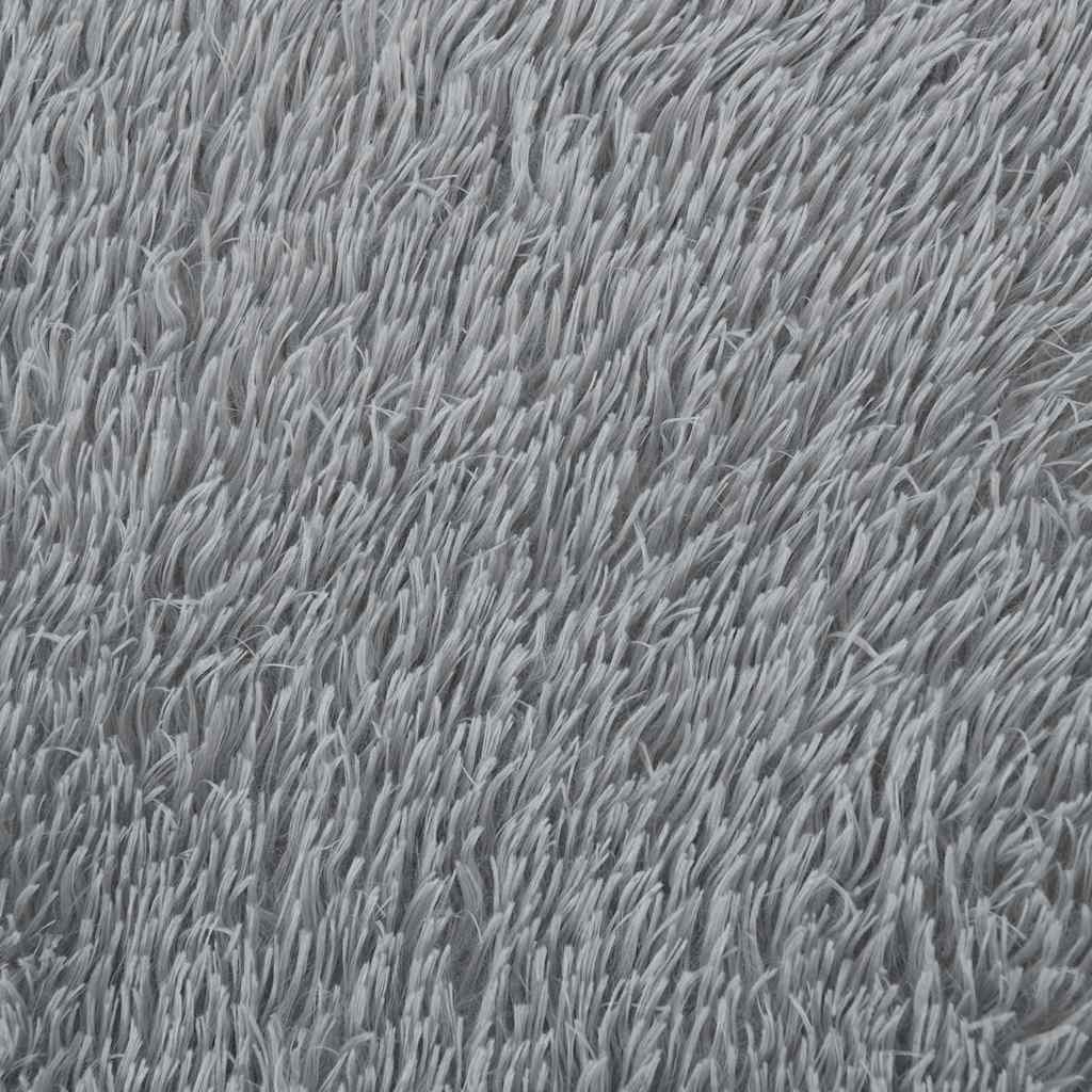 Hoogpolig vloerkleed NAVARRA 160x160 cm polyester zilvergrijs