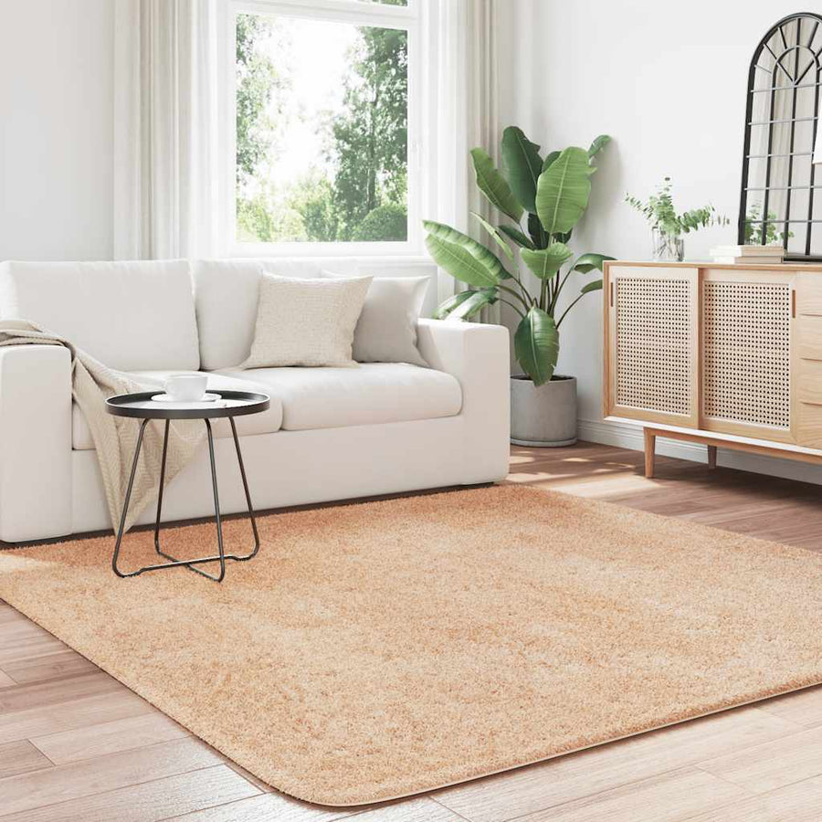 Hoogpolig vloerkleed NAVARRA 200x200 cm polyester beige