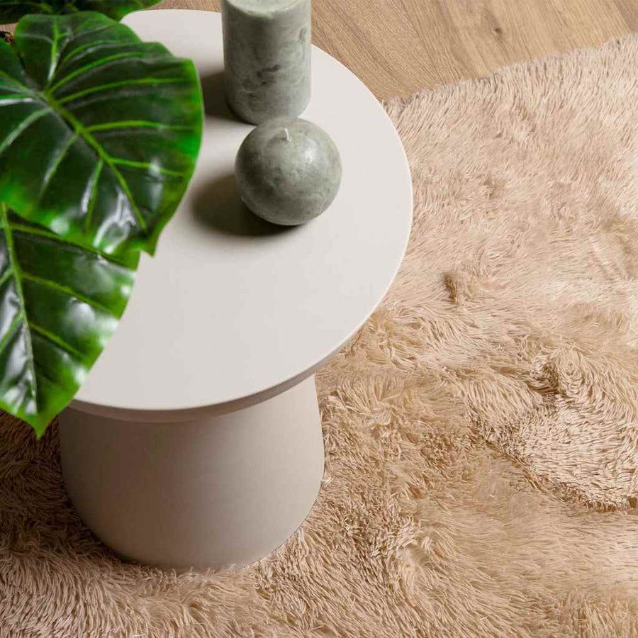 Hoogpolig vloerkleed NAVARRA 200x200 cm polyester beige