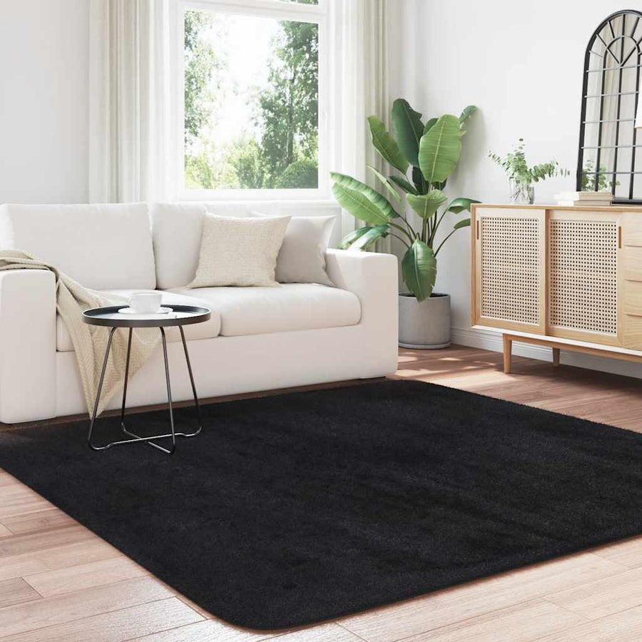 Hoogpolig vloerkleed NAVARRA 200x200 cm polyester zwart