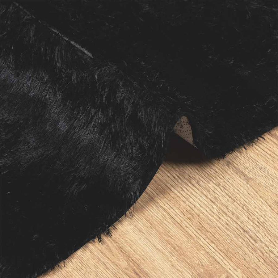 Hoogpolig vloerkleed NAVARRA 200x200 cm polyester zwart
