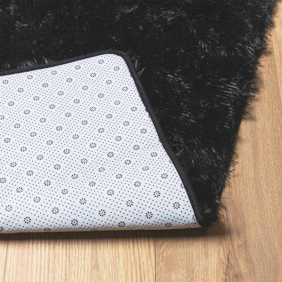Hoogpolig vloerkleed NAVARRA 200x200 cm polyester zwart