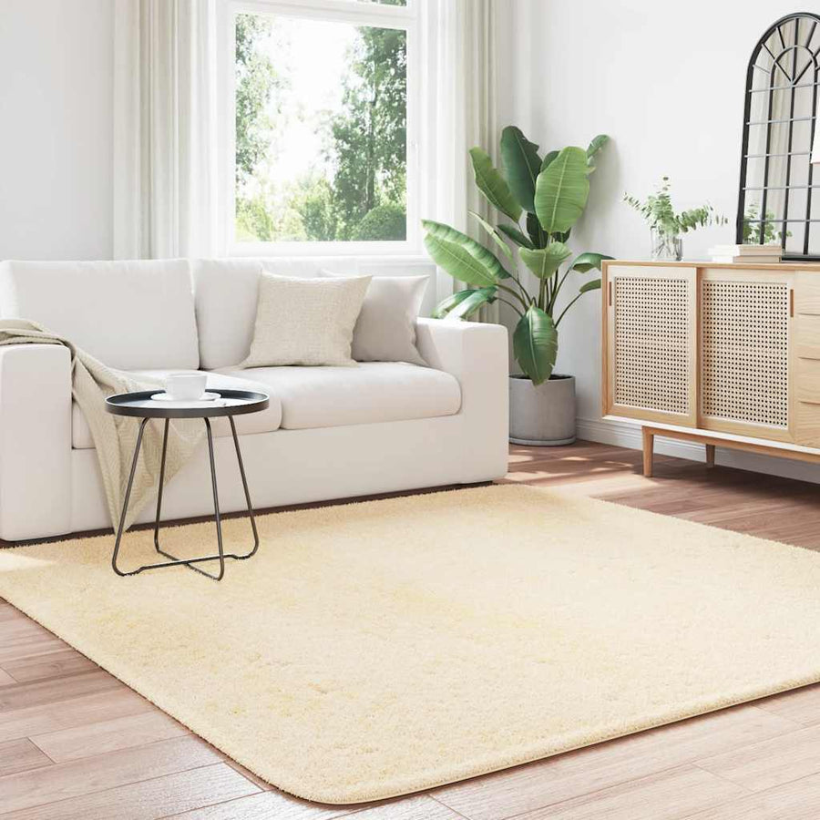 Hoogpolig vloerkleed NAVARRA 200x200 cm polyester crèmekleurig