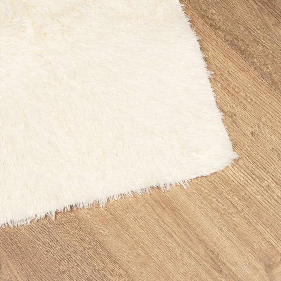 Hoogpolig vloerkleed NAVARRA 200x200 cm polyester crèmekleurig