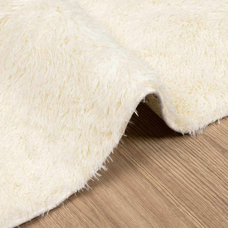 Hoogpolig vloerkleed NAVARRA 200x200 cm polyester crèmekleurig