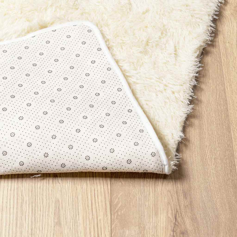 Hoogpolig vloerkleed NAVARRA 200x200 cm polyester crèmekleurig