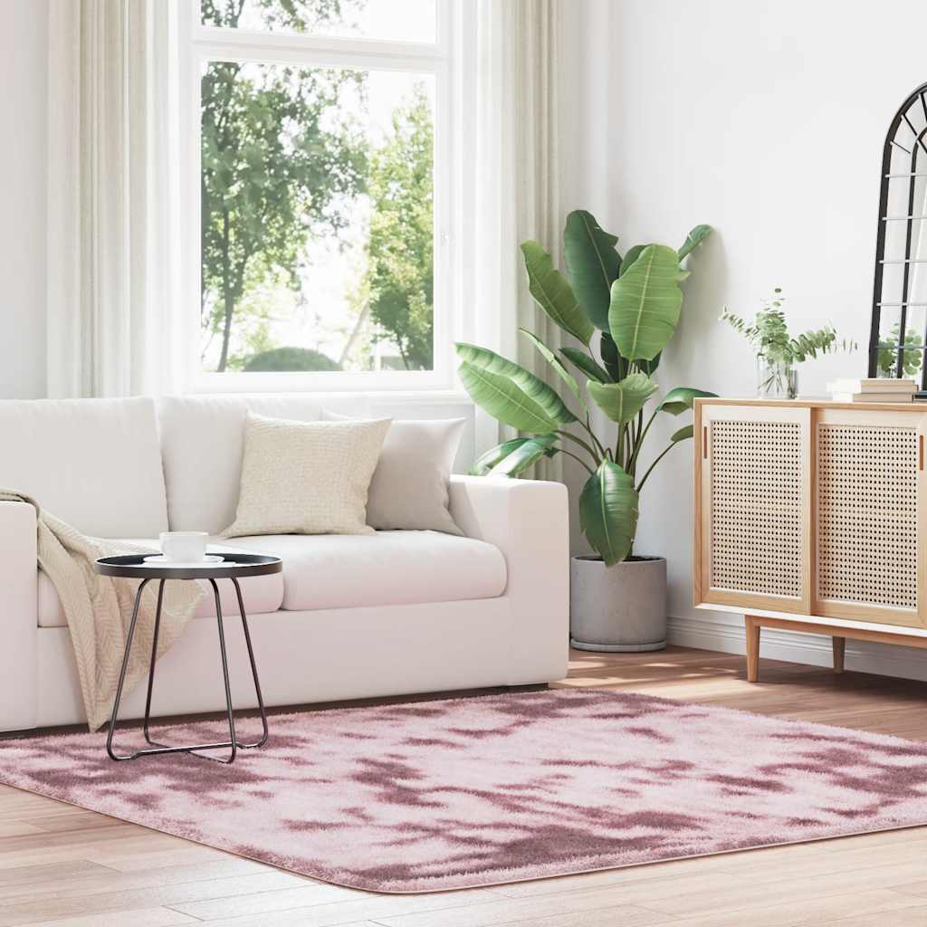 Hoogpolig vloerkleed NAVARRA 200x200 cm polyester stoffig roze