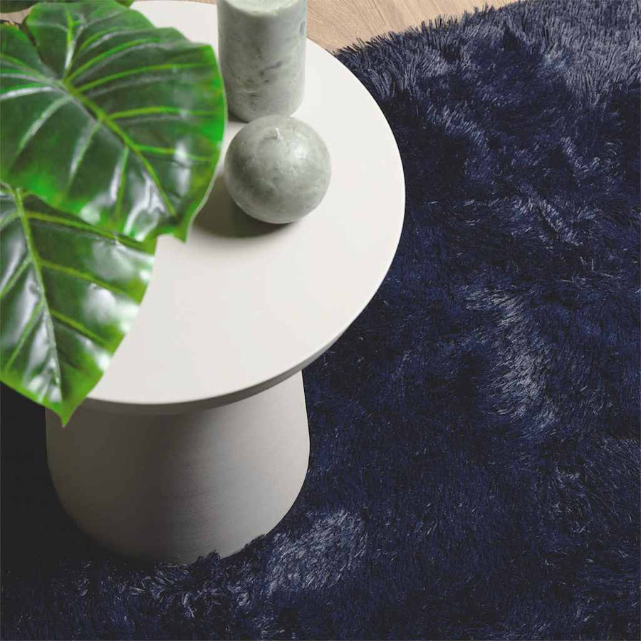 Hoogpolig vloerkleed NAVARRA 200x200 cm polyester marineblauw