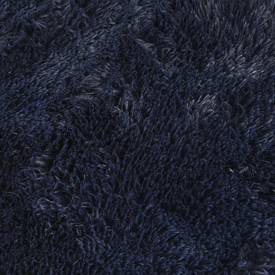 Hoogpolig vloerkleed NAVARRA 200x200 cm polyester marineblauw