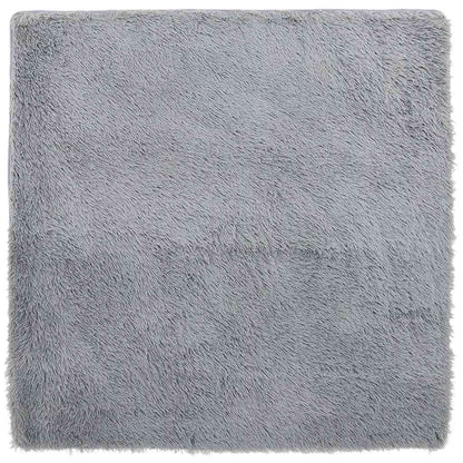 Hoogpolig vloerkleed NAVARRA 200x200 cm polyester zilvergrijs