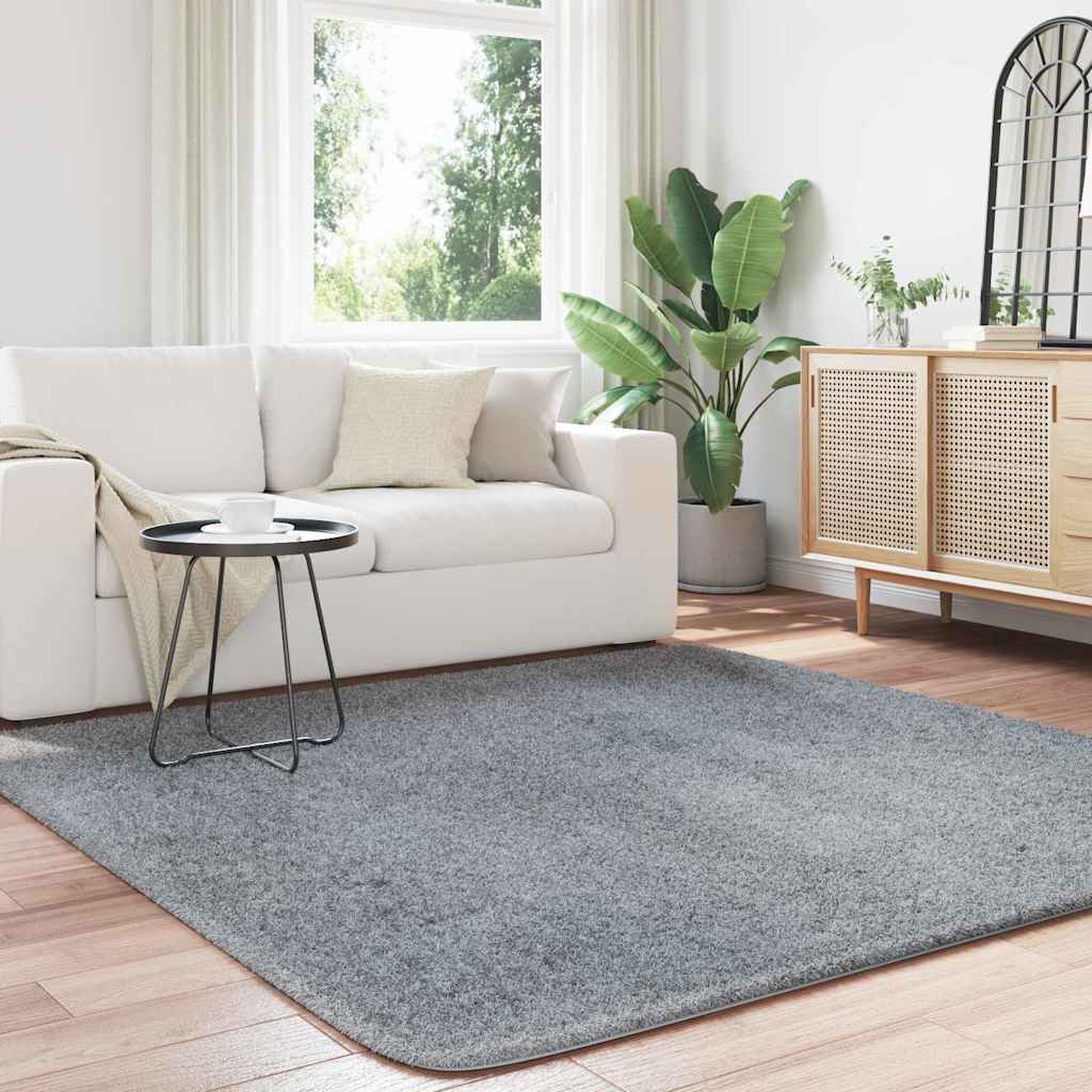 Hoogpolig vloerkleed NAVARRA 200x200 cm polyester zilvergrijs