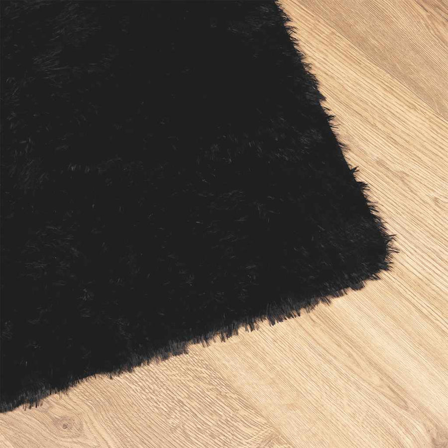 Hoogpolig vloerkleed NAVARRA 240x240 cm polyester zwart